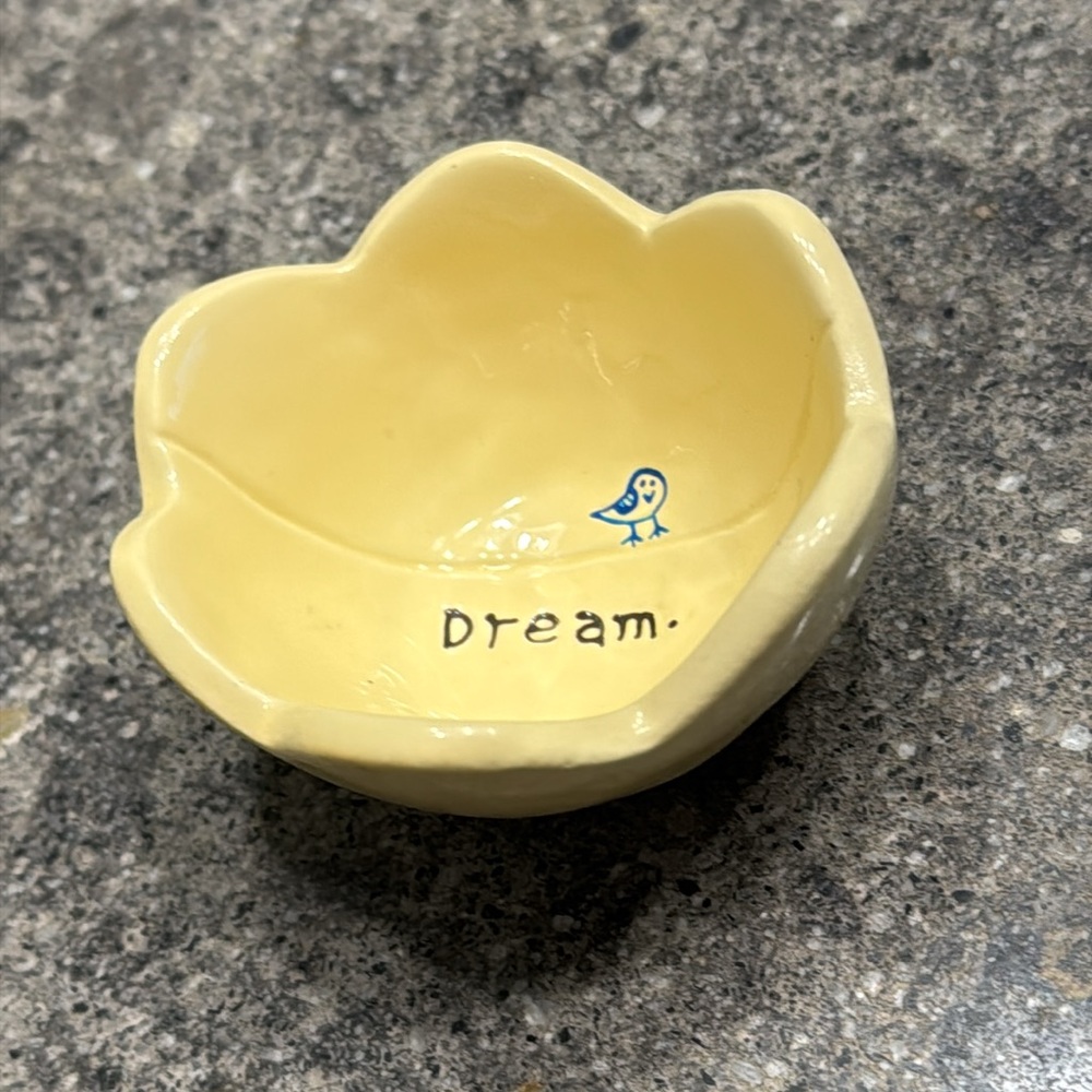 EUC Trinket Dish “Dream” in Yellow Ceramic